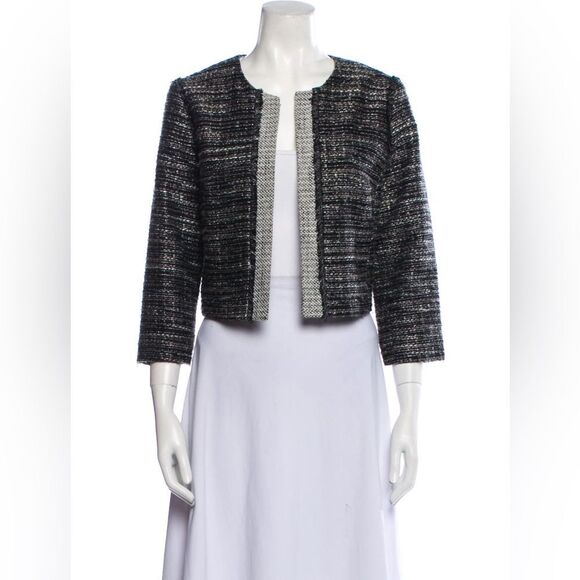 Karl Lagerfeld vintage tweed Textured Black and White Blazer size m EUC - Picture 1 of 4